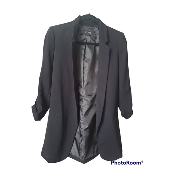 ZARA BASICS  Collection Black Blazer, Size Small with shoulder pads - Picture 1 of 5
